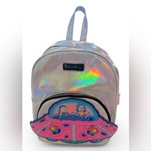 Rick & Morty Backpack Iridescent Silver Bioworld Adult Swim
